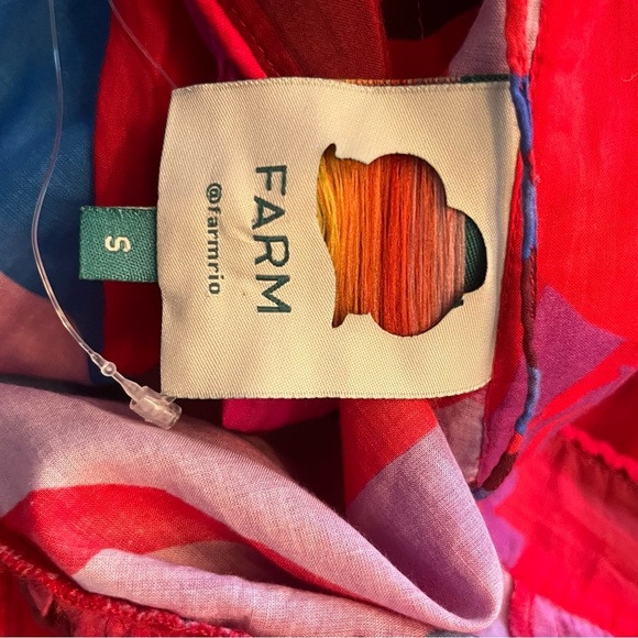 Farm Rio Watercolor Floral 3/4 Balloon Sleeve Blouse Button-Down Top Size Small - Picture 10 of 13